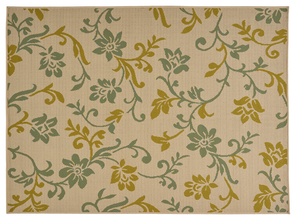 Muriel Outdoor Botanical Area Rug, 5'3"x7"