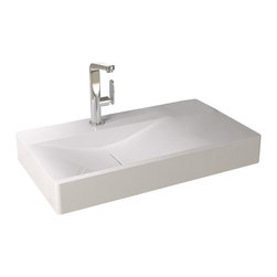ADM Bathroom Design - ADM Rectangular Ramped Wall Mounted Sink, White, 39" - Bathroom Sinks