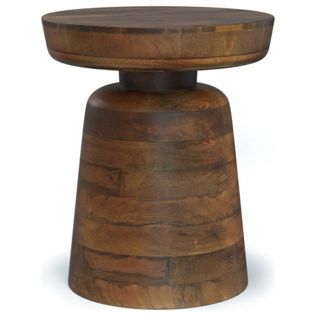 Robbie SOLID MANGO WOOD Accent Table, Walnut Brown