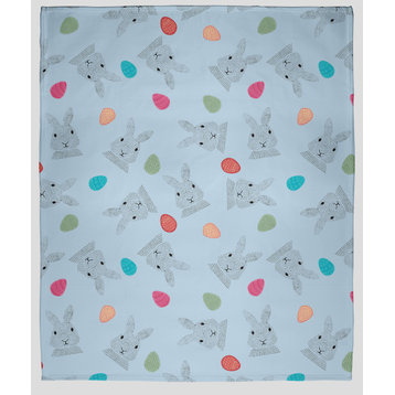 30 x 40 in Easter Bunnies and Eggs Throw Blanket, After Rain Blue
