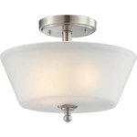 Nuvo Lighting - Nuvo Lighting 60/4151 Surrey - Two Light Semi-Flush Mount - Shade Included.Surrey Two Light Semi-Flush Mount Brushed Nickel Frosted Glass *UL Approved: YES *Energy Star Qualified: n/a  *ADA Certified: n/a  *Number of Lights: Lamp: 2-*Wattage:60w A19 Medium Base bulb(s) *Bulb Included:No *Bulb Type:A19 Medium Base *Finish Type:Brushed Nickel