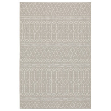 10"x13" Gray and Ivory Geometric Indoor Outdoor Area Rug