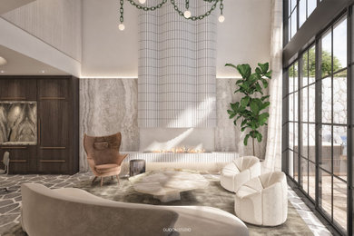 Trendy living room photo in Miami