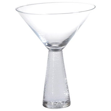 6.25" Tall "Livogno" Martini Glass on Hammered Stem, Set of 4
