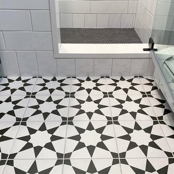 Black and White Art Deco Bathroom in Wakefield MA