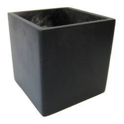 Martha Sturdy resin square vase in charcoal marble - Vases