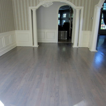 NISSEQUOGUE: CUSTOM GREY STAIN ON RED OAK - BONA TRAFFIC HD POLY