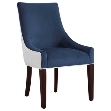 Comfort Pointe Jolie Upholstered Navy Blue and White Fabric Dining Chair