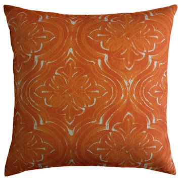 The Pillow Collection Orange Norfolk Throw Pillow, 18"