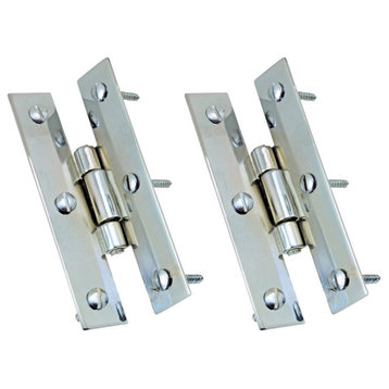Cabinet Hinges H-Shape Brass Chrome Polished Hinges with Screws Pack of 2