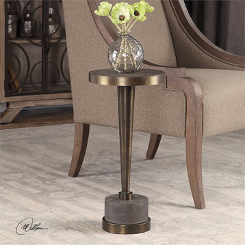 Bowery Hill 11" Round Contemporary Metal Accent End Table in Bronze