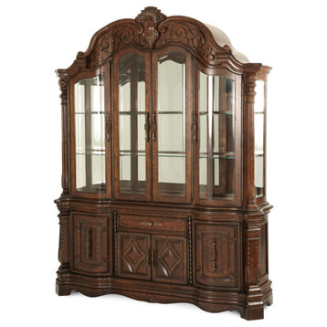 Windsor Court China Cabinet with Lighting, Vintage Fruitwood