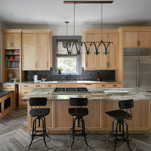 75 Beautiful Transitional Kitchen With Light Wood Cabinets