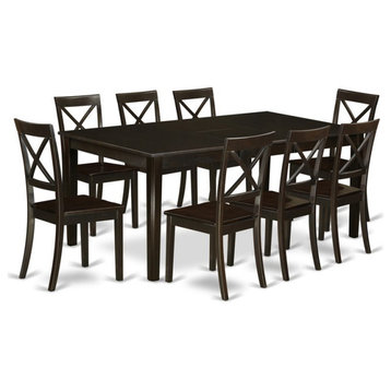 East West Furniture Henley 9-piece Wood Dining Set in Cappuccino