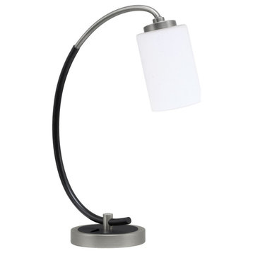 1-Light Desk Lamp, Graphite/Matte Black Finish, 4" White Muslin Glass