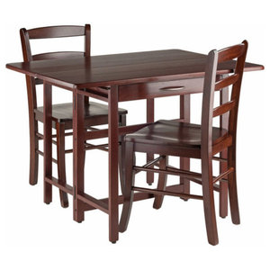 Winsome Wood Alamo 3 Pc Round Drop Leaf Table With 2 Ladder