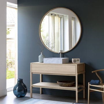 JAPAN by Line Art Solid Oak Bathroom Vanity + Accessories