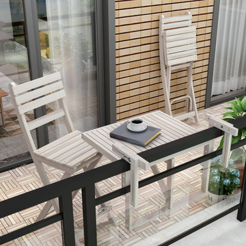 Balcón Interbuild Series, baldosas con mesa y silla
