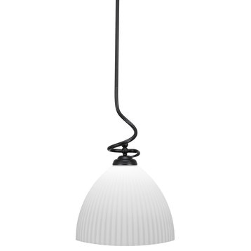 Capri 1-Light Stem Pendant with Hang Straight Swivel, Matte Black/Opal Frosted