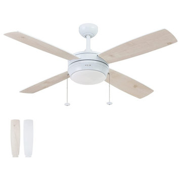 Prominence Home Kailani Modern Ceiling Fan with Light, 52 Inch, Bright White
