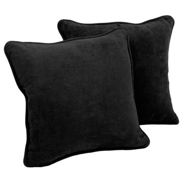 18" Microsuede Square Throw Pillow Inserts, Set of 2, Black