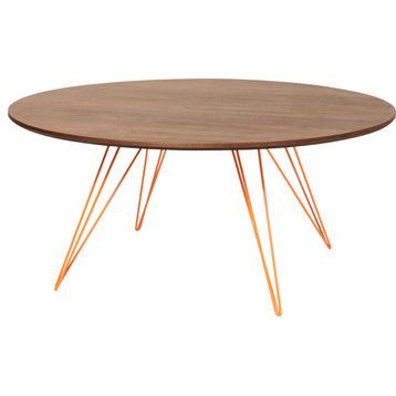 Williams Round Coffee Table - Orange, Small, Walnut