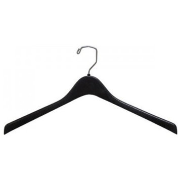 Plastic Curved Top Coat Hanger, Black, Chrome Finish, Set of 100