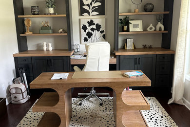Home office - small modern built-in desk home office idea in Atlanta