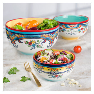 Zanzibar 3 Piece Mixing Bowl Set Mediterranean Mixing Bowls