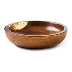 DIANE von FURSTENBERG "Gold Leaf Wood" Round Bowl, Small - Home Decor