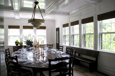 Large country dining room photo in New York