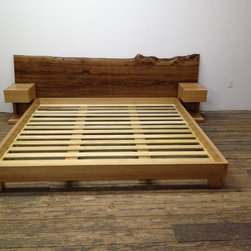 Custom Platform Bed with night stands and slab head board - Products