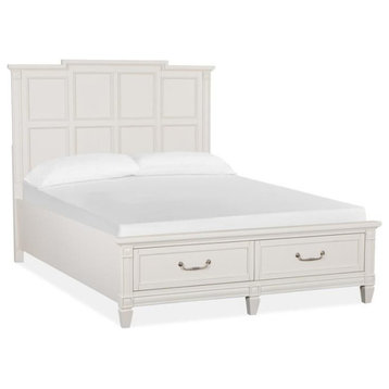Magnussen Willowbrook Panel Storage Bed in Egg Shell White, Queen