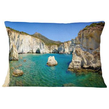 Turquoise Water Beach Panorama Seashore Throw Pillow, 12"x20"