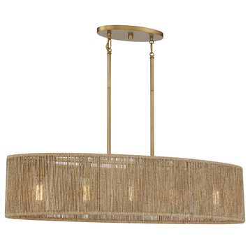 Ashe 5-Light Oval Chandelier, Warm Brass and Rope