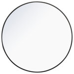 Elegant Decor - Metal Frame Round Mirror 32 Inch Black Finish - Metal frame Round Mirror 32 inch Black finishEnhance the appeal of your home or office with this contemporary black mirror  featuring a thin rounded metal edges in a deep profile, reflecting a minimalist's design and trendy styling.  To ensure your home safety, we use a metal hanger bar that are securely welded to the back of the metal frame. We recommend using suitable heavy duty picture/mirror hooks, selecting the best type of fixing for the particular wall you wish to hang the mirror on, using the appropriate rawl plug if required. Measurement: D32.