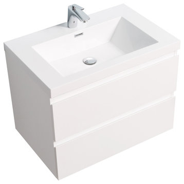 Newport Modern Design White Bathroom Furniture Set with Cabinet and Basin, 30"