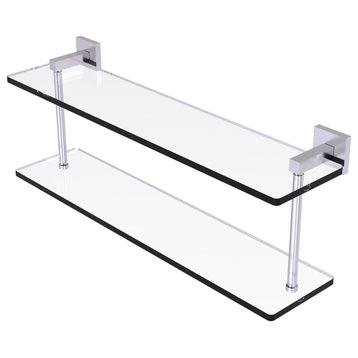 Montero 22" Two Tiered Glass Shelf, Satin Chrome