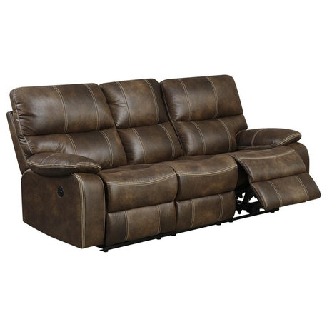 86 Power Reclining Sofa With Dual Recliners, Microsuede Upholstery