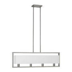 Lara 4-Light Horizontal Pendant, White and Satin Chrome