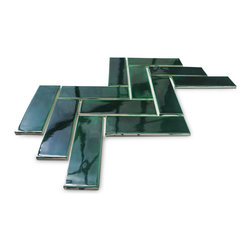 2x6 Teal Herringbone - Wall And Floor Tile