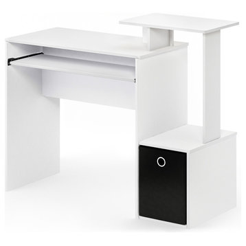 Furinno Econ Multipurpose Home Office Computer Writing Desk With Bin White/Black