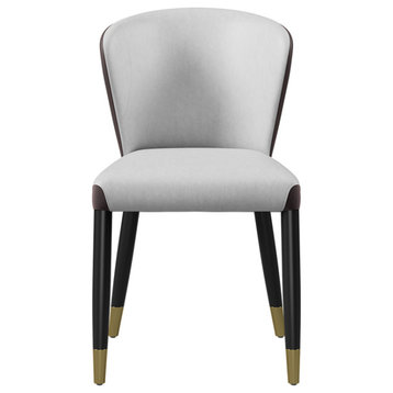 Modern Gray (Set of 2) Upholstered Wingback Dining Chairs PU Leather