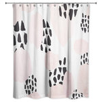 DDCG - Blush and Black Print Shower Curtain - Make a bold statement in your bathroom with the Blush and Black Print Shower Curtain. This pink and black shower curtain features a fun pattern that will add style to any bathroom. The fabric shower curtain includes 12 eyelets for hanging and is made of softened polyester fabric. Colors include black, pink and white. This unique shower curtain is designed, printed and assembled in the U.S.A.
