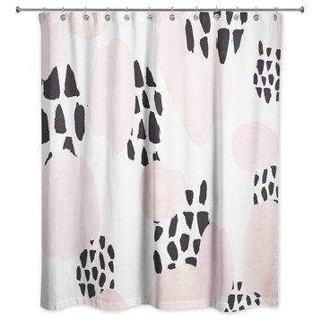 Blush and Black Print Shower Curtain