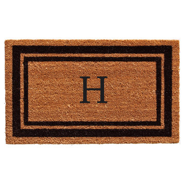 Calloway Mills Black Border 36"x72" Monogram Doormat, Letter H