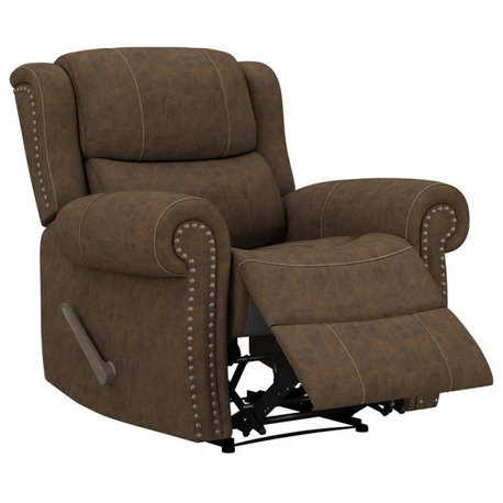 ProLounger Wall Hugger Recliner in Distressed Saddle Brown Faux Leather