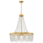 Crystorama - Fiona 4 Light Antique Gold Chandelier with Clear Beads - The traditional empire shaped chandelier features modern styling with a bohemian flair. With cascading strands of glass beads around its base and a tented top, this chic chandelier will capture the attention in the room with all its eye-catching details.
