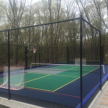 Backyard Basketball and Tennis Courts in Needham