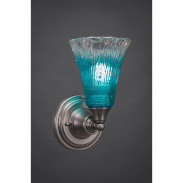 1-Light Wall Sconce, Brushed Nickel/Teal Crystal